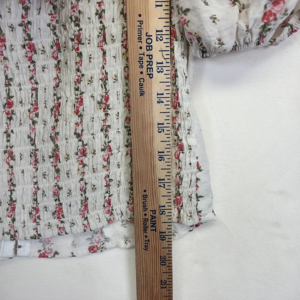 Sienna Sky‎ Blouse Womens L White Floral Smocked Cottagecore Fairycore Romantic - Picture 5 of 14